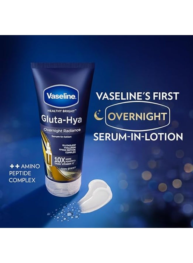 فازلين جلوتا-هيا لإشراقة ليلية، سيروم لوشن، معزز بالببتيدات الأمينية، 200 مل - Image 3